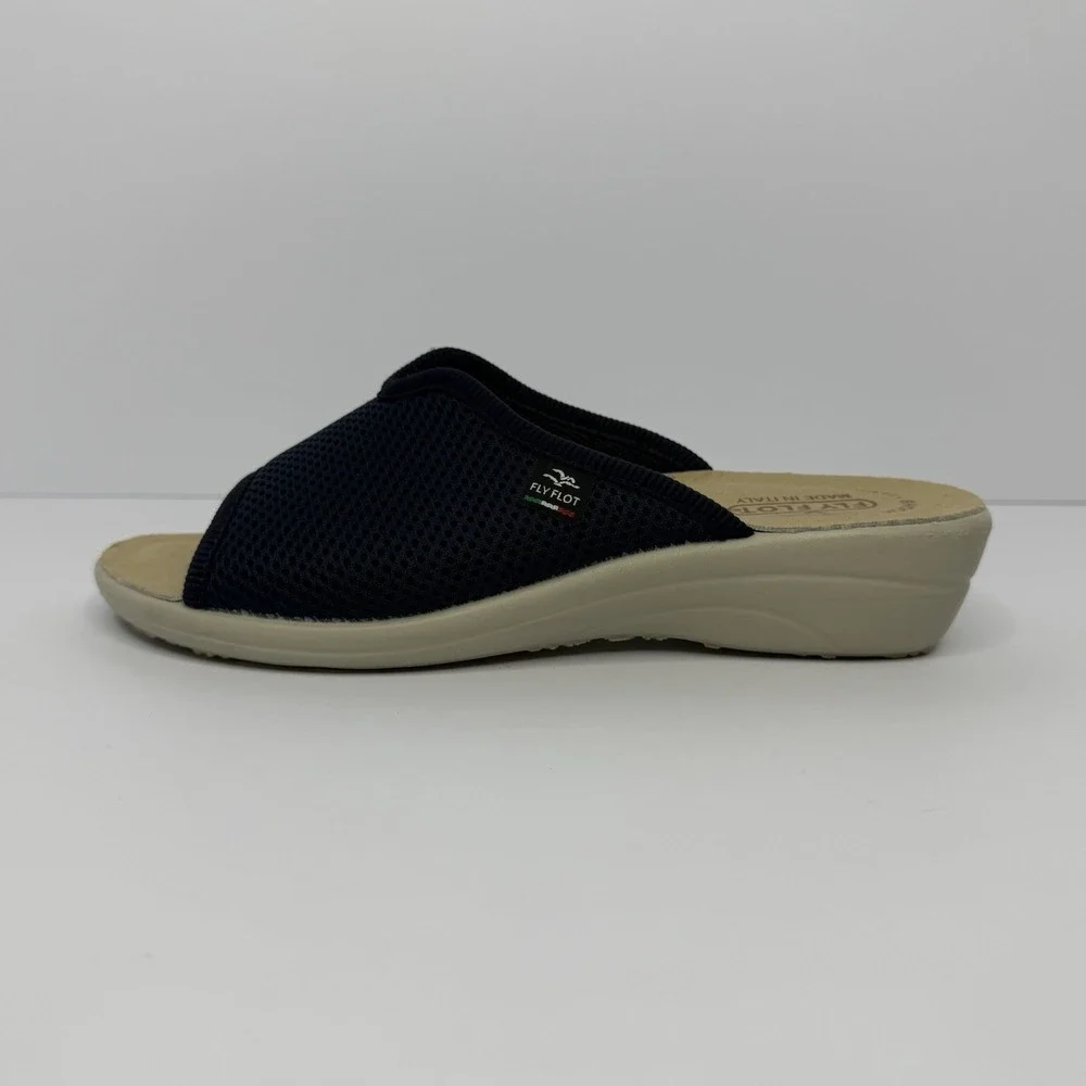 Fly Flot Made in Italy Anatomical Comfort Slide Sandals Navy Mesh EU 38 US 7.5